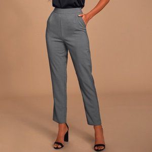 Lulus Kick It Grey High-waisted Trouser Pants - Size XS
